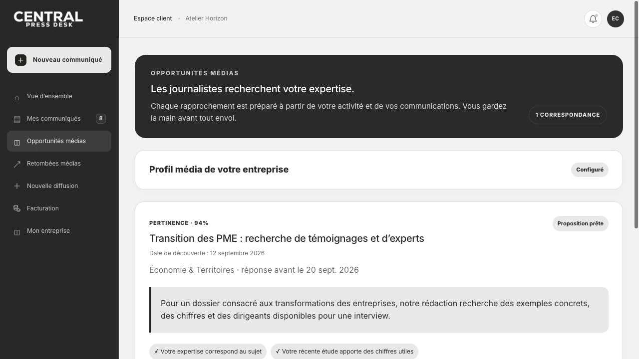 Les recherches de journalistes dans l’espace client